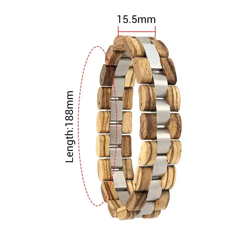 Wooden Men's Link Bracelet Fashion Stainless Steel Charm Man Bracelets - Hadi Craft
