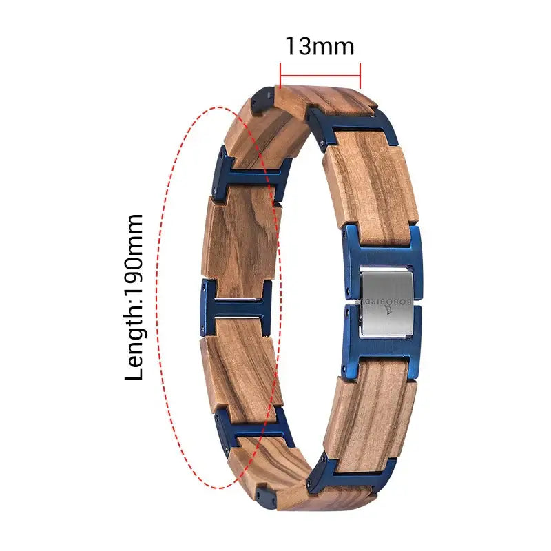 Wooden Men's Link Bracelet Fashion Stainless Steel Charm Man Bracelets - Hadi Craft