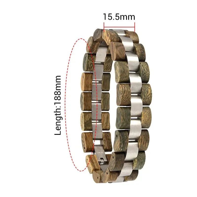 Wooden Men's Link Bracelet Fashion Stainless Steel Charm Man Bracelets - Hadi Craft