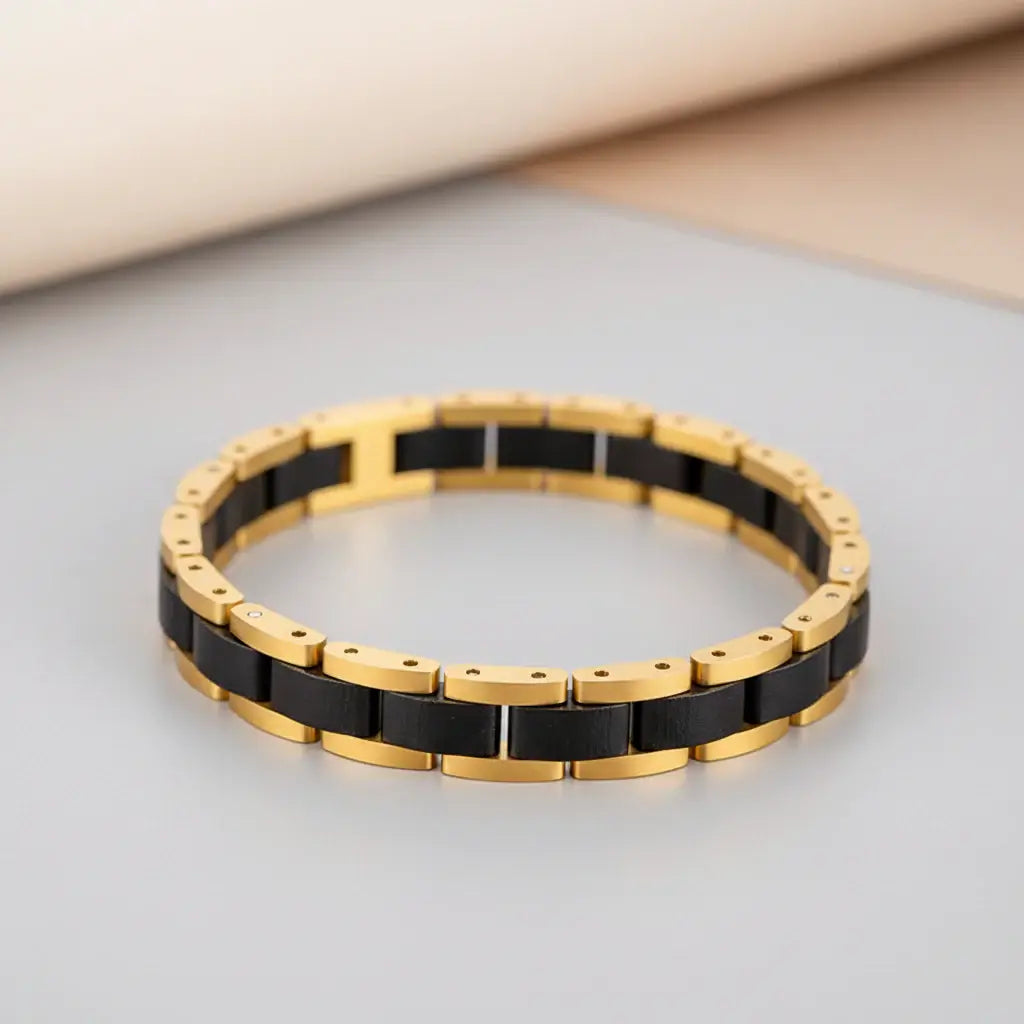 Wooden Men's Link Bracelet Fashion Stainless Steel Charm Man Bracelets - Hadi Craft