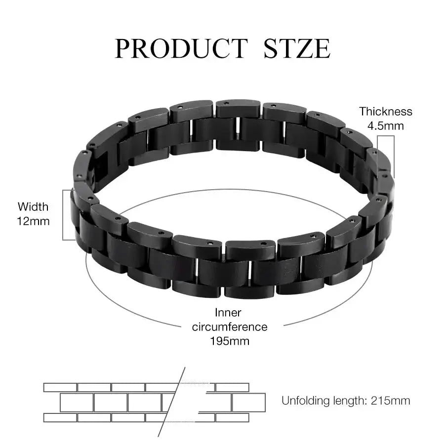 Wooden Men's Link Bracelet Fashion Stainless Steel Charm Man Bracelets - Hadi Craft
