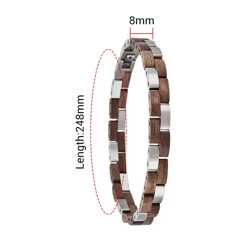 Wooden Men's Link Bracelet Fashion Stainless Steel Charm Man Bracelets - Hadi Craft