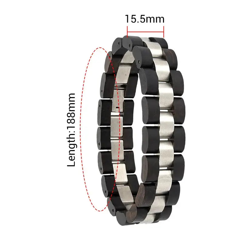 Wooden Men's Link Bracelet Fashion Stainless Steel Charm Man Bracelets - Hadi Craft