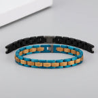 Wooden Men's Link Bracelet Fashion Stainless Steel Charm Man Bracelets - Hadi Craft