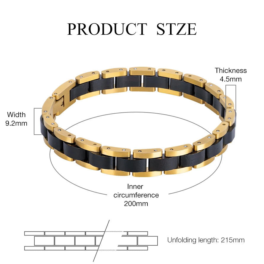 Wooden Men's Link Bracelet | Hadi Craft USA