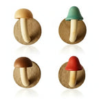 Wooden Mushroom Wall Hooks Set Colorful Solid Wood Coat Hangers - Hadi Craft