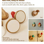 Wooden Mushroom Wall Hooks Set Colorful Solid Wood Coat Hangers - Hadi Craft
