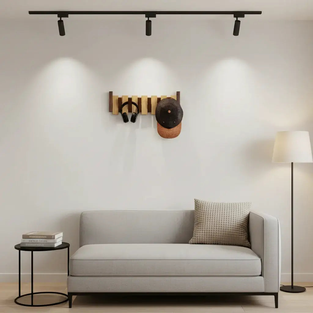 Wooden Wall Coat Rack with Magnetic Hooks for Entryway, Bathroom - Hadi Craft