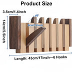 Wooden Wall Coat Rack with Magnetic Hooks for Entryway, Bathroom - Hadi Craft