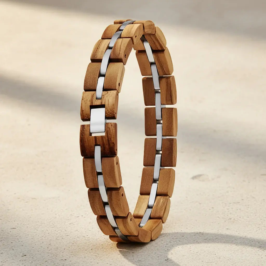 Zebra Patterned Olive Wood bracelet with Gift Box Set - Hadi Craft