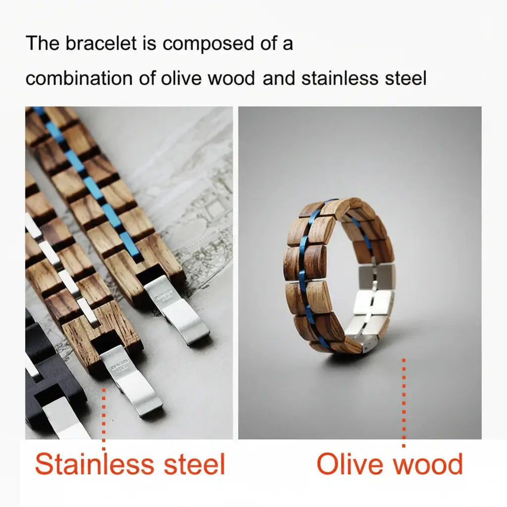 Zebra Patterned Olive Wood bracelet with Gift Box Set - Hadi Craft