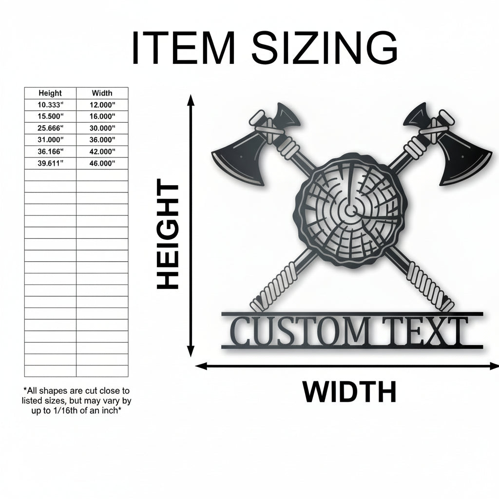 Custom Metal Axe Wall Art - Custom Metal Sign - 14 Color Options