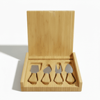 8" x 8" Bamboo Cheese Board Set with 4 Tools & Custom Personalized Engraving by Hadi Craft USA, wooden cutting board, engraved personalized
