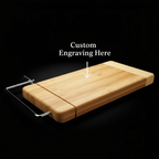 Bamboo Rectangle Cutting Board with Metal Cheese Cutter and Personalized Engraving Size 12*6"