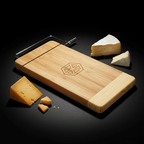 Bamboo Rectangle Cutting Board with Metal Cheese Cutter and Personalized Engraving Size 12*6"