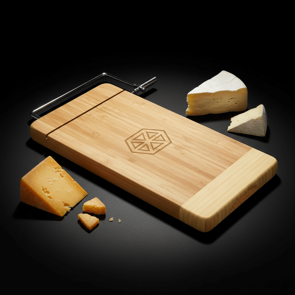 Bamboo Rectangle Cutting Board with Metal Cheese Cutter and Personalized Engraving Size 12*6"