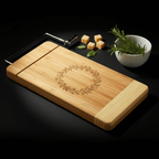 Bamboo Rectangle Cutting Board with Metal Cheese Cutter and Personalized Engraving Size 12*6"