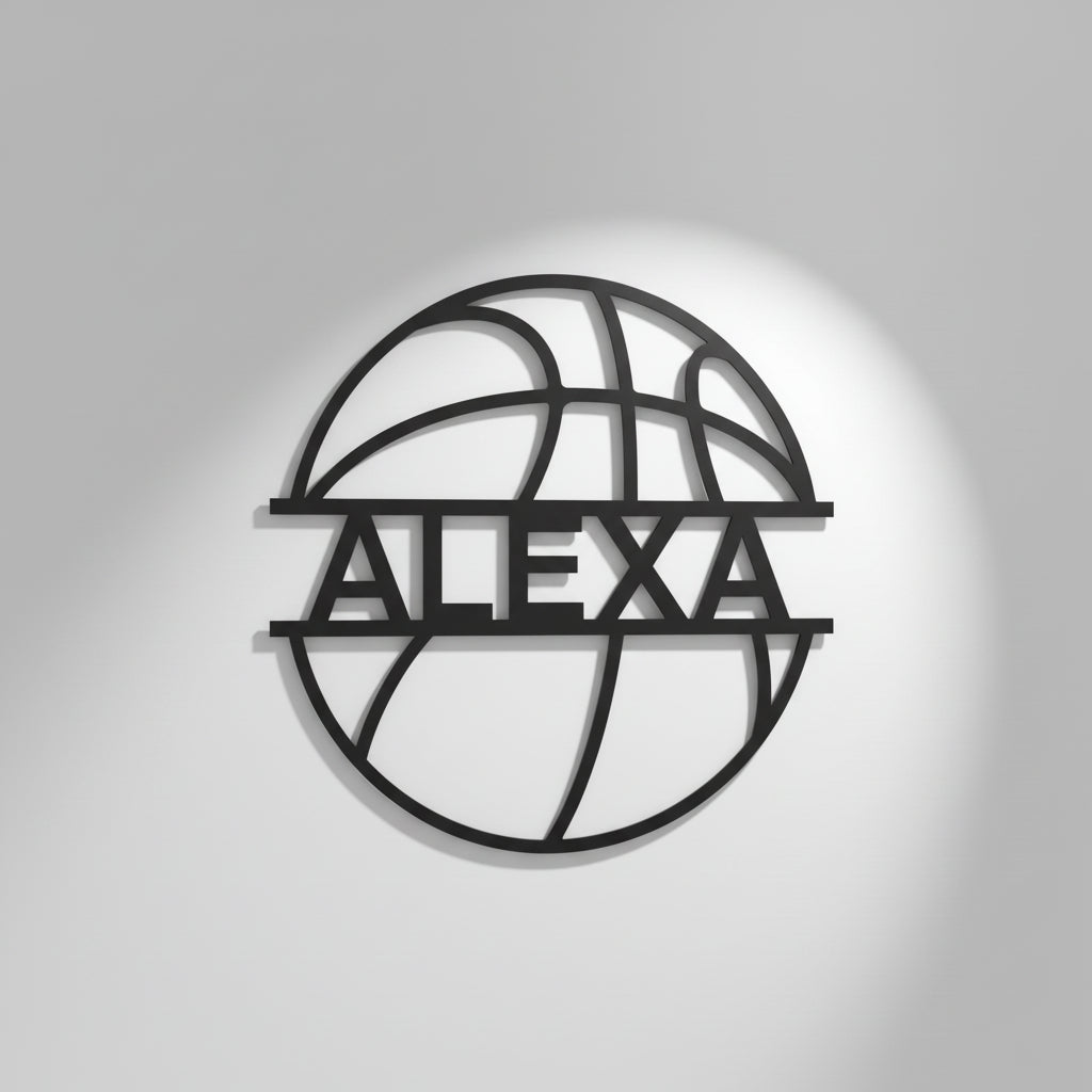 Custom Metal Basketball Monogram Wall Art | Personalized Sports Name Sign