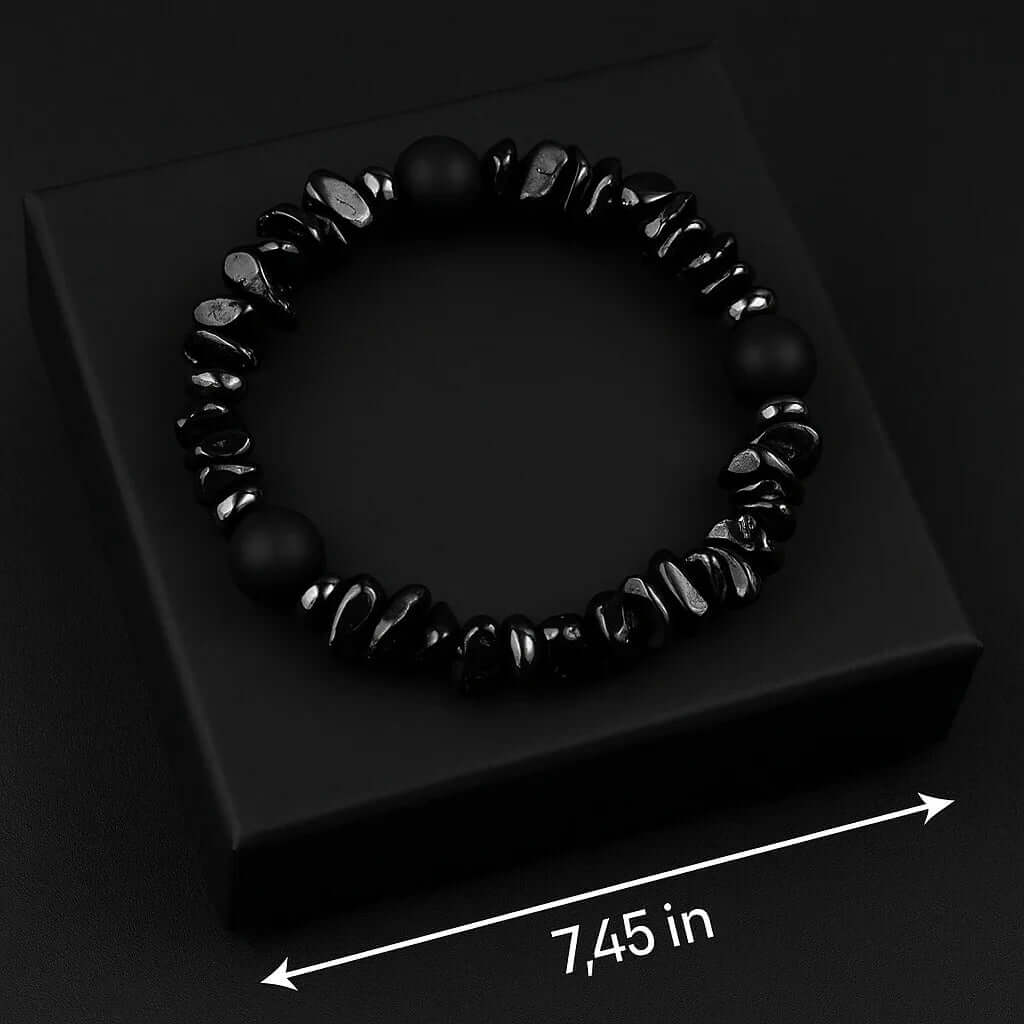 black onyx bead bracelet with chip stones | Hadi Craft USA