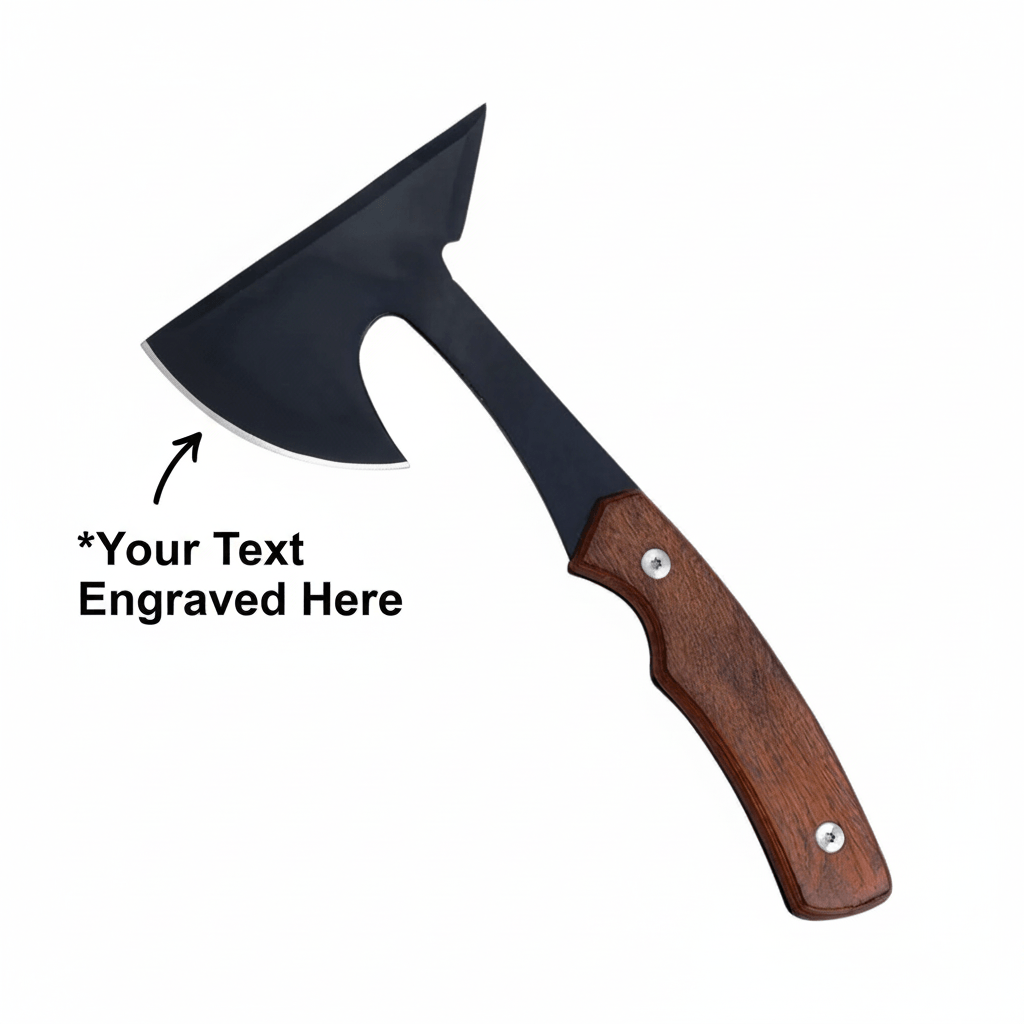 black stainless steel tactical axe head cutting edge pakkawood handle. - Hadi Craft