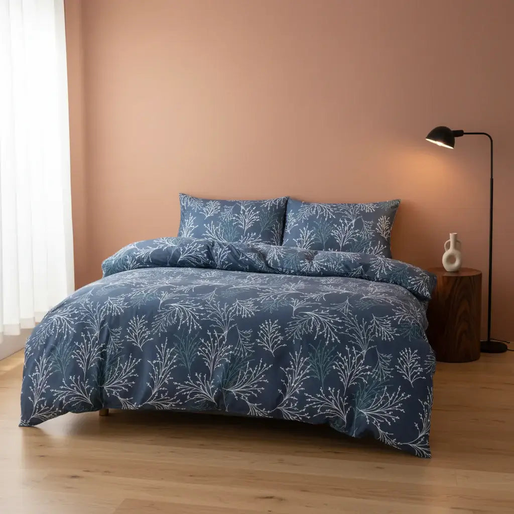 blue floral bedspread set 3-Piece Bedding | Hadi Craft USA