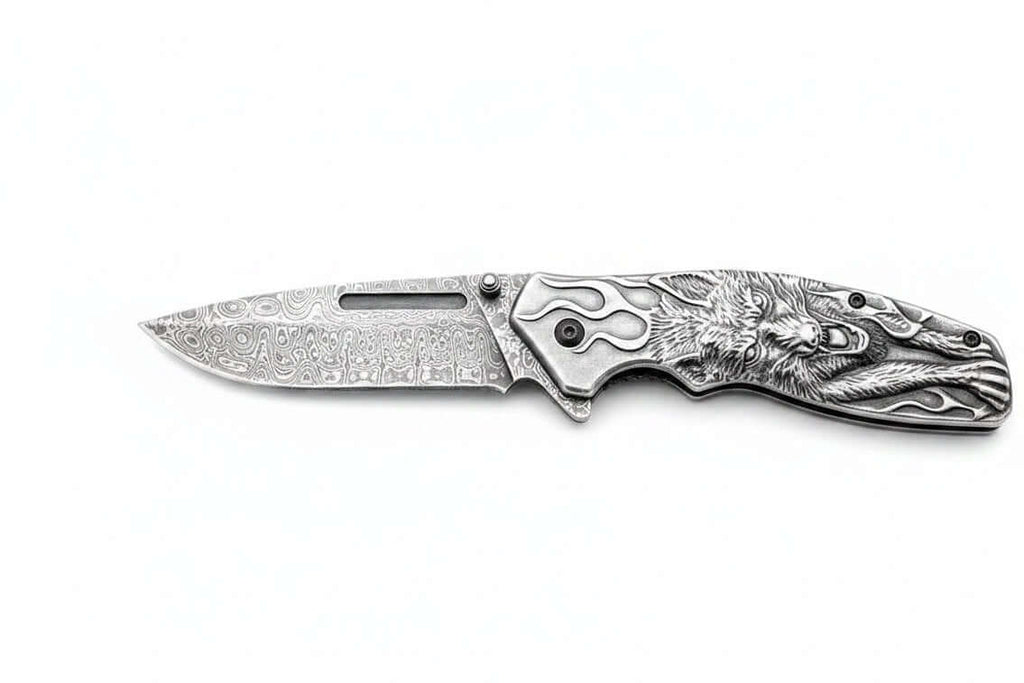 Damascus Steel Folding Knife – Handmade Pocket Knife for Men, EDC & Gift - Hadi Craft