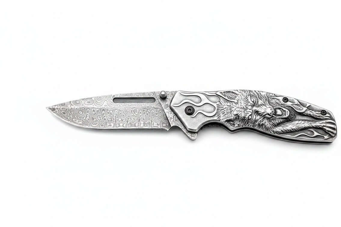 Damascus Steel Folding Knife – Handmade Pocket Knife for Men, EDC & Gift - Hadi Craft