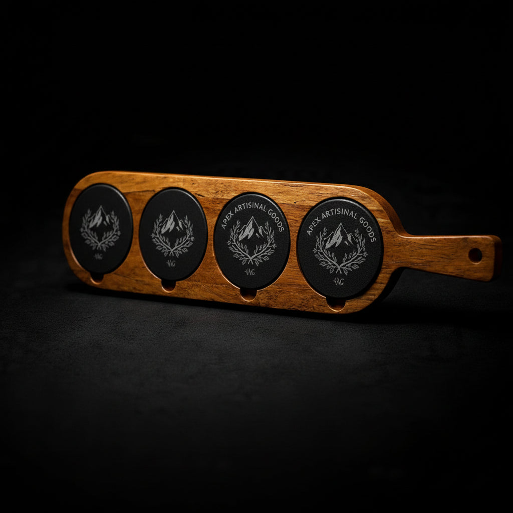 Acacia Wood & Slate Serving Board with Handle – 18×12 Inch Charcuterie & Appetizer Board | Handmade Natural Wood