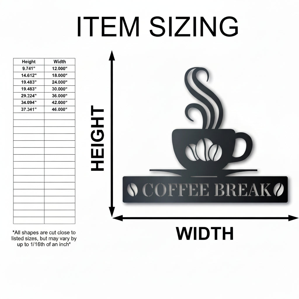 Custom Metal Coffee Bean Wall Art | Personalized Coffee Decor | Indoor & Outdoor | Up to 46" | 20+ Colors
