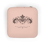 compact pink jewelry travel organizer with floral design, perfect for storing rings, earrings, and necklaces