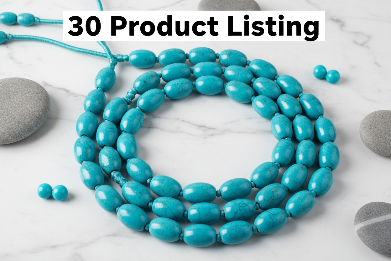 Create 5 different product stone beads necklace and write on image (30 Product Listing ) 