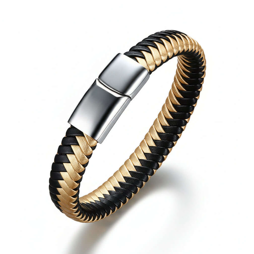 custom engraved men's leather bracelet Wristband Hadi Craft