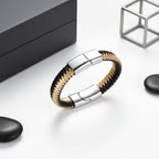 custom engraved men's leather bracelet Wristband Hadi Craft