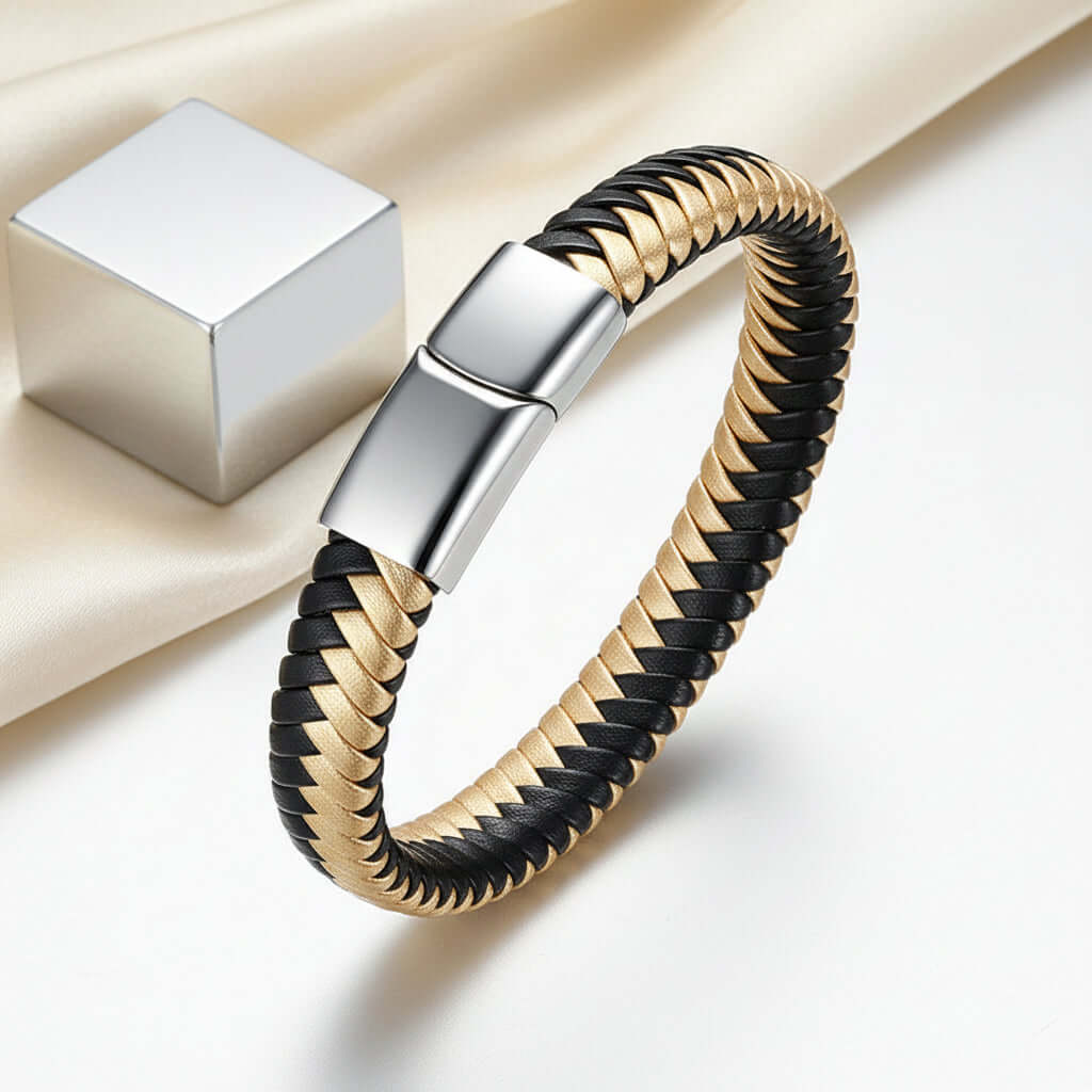 custom engraved men's leather bracelet Wristband Hadi Craft