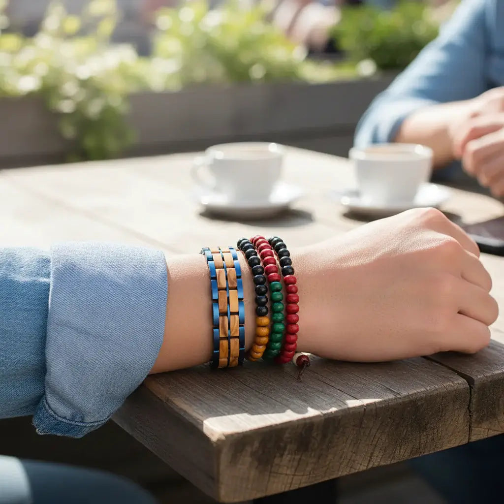 custom engraved wood bracelet Couple wooden Engraved Personalized Gift - Hadi Craft