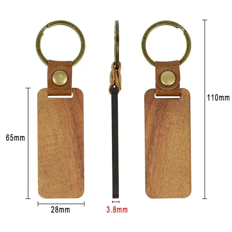 custom engraved wooden keychain PU Leather Wood | Hadi Craft USA