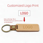 custom engraved wooden keychain PU Leather Wood | Hadi Craft USA