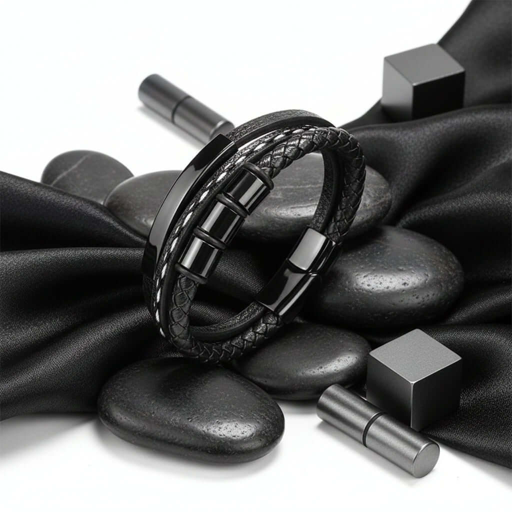 custom name punk leather bracelet | Hadi Craft USA