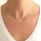 custom three name necklace Personalized Gold Charm Necklace - Hadi Craft