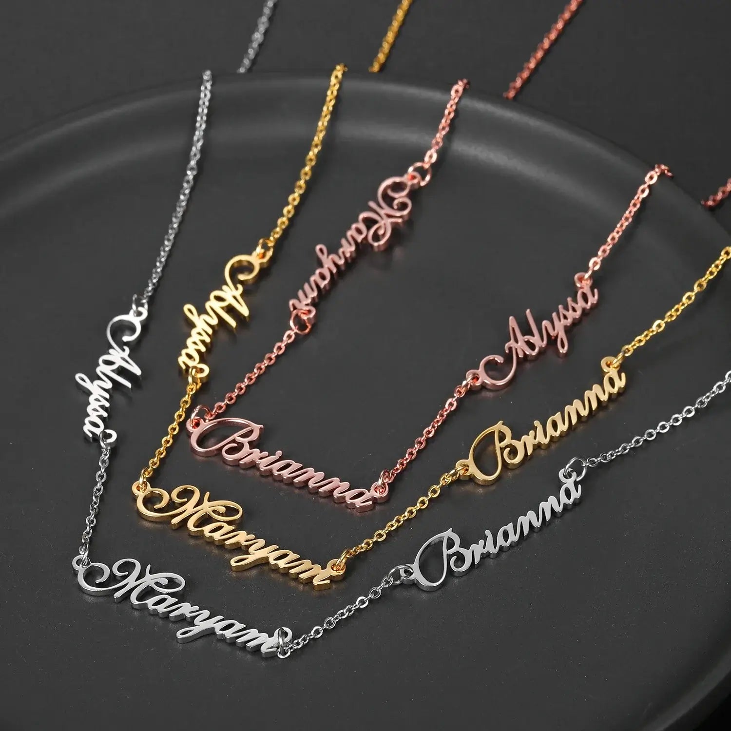 custom three name necklace Personalized Gold Charm Necklace - Hadi Craft