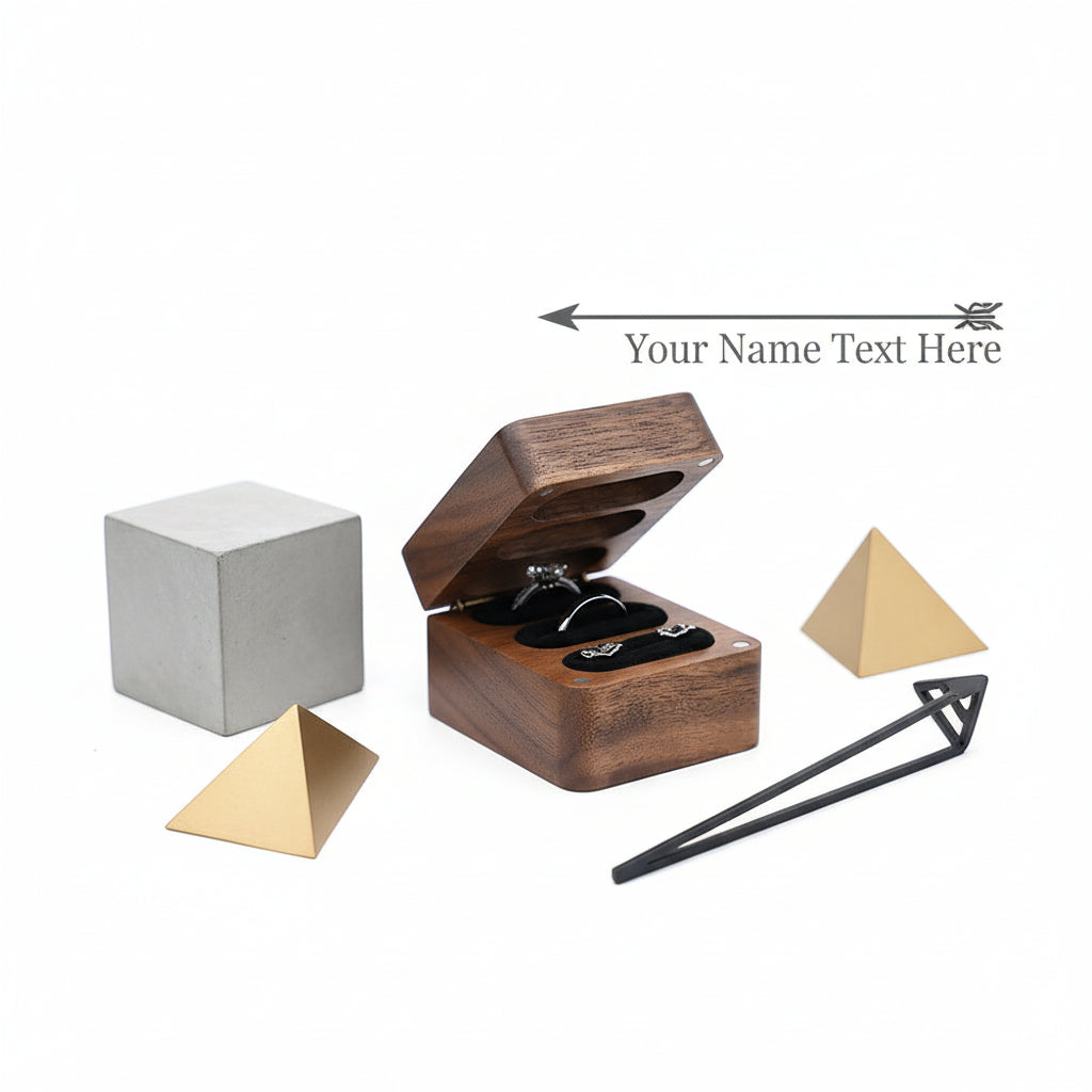 custom walnut wedding ring box by Hadi Craft USA