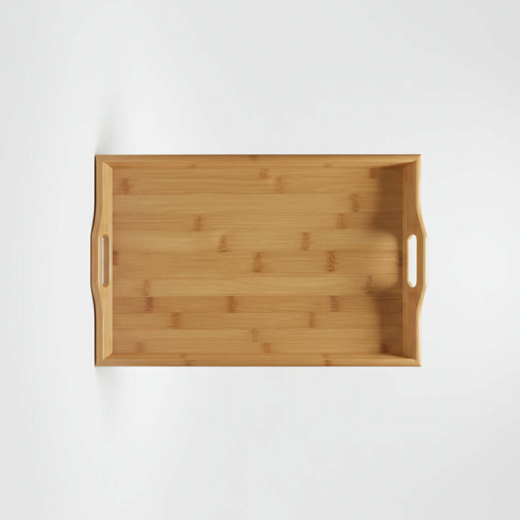 engraved bamboo serving tray lake scene | Hadi Craft USA