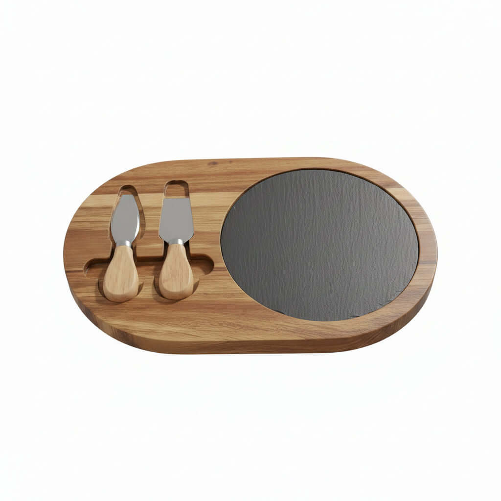 engraved deer charcuterie board acacia slate set | Hadi Craft USA