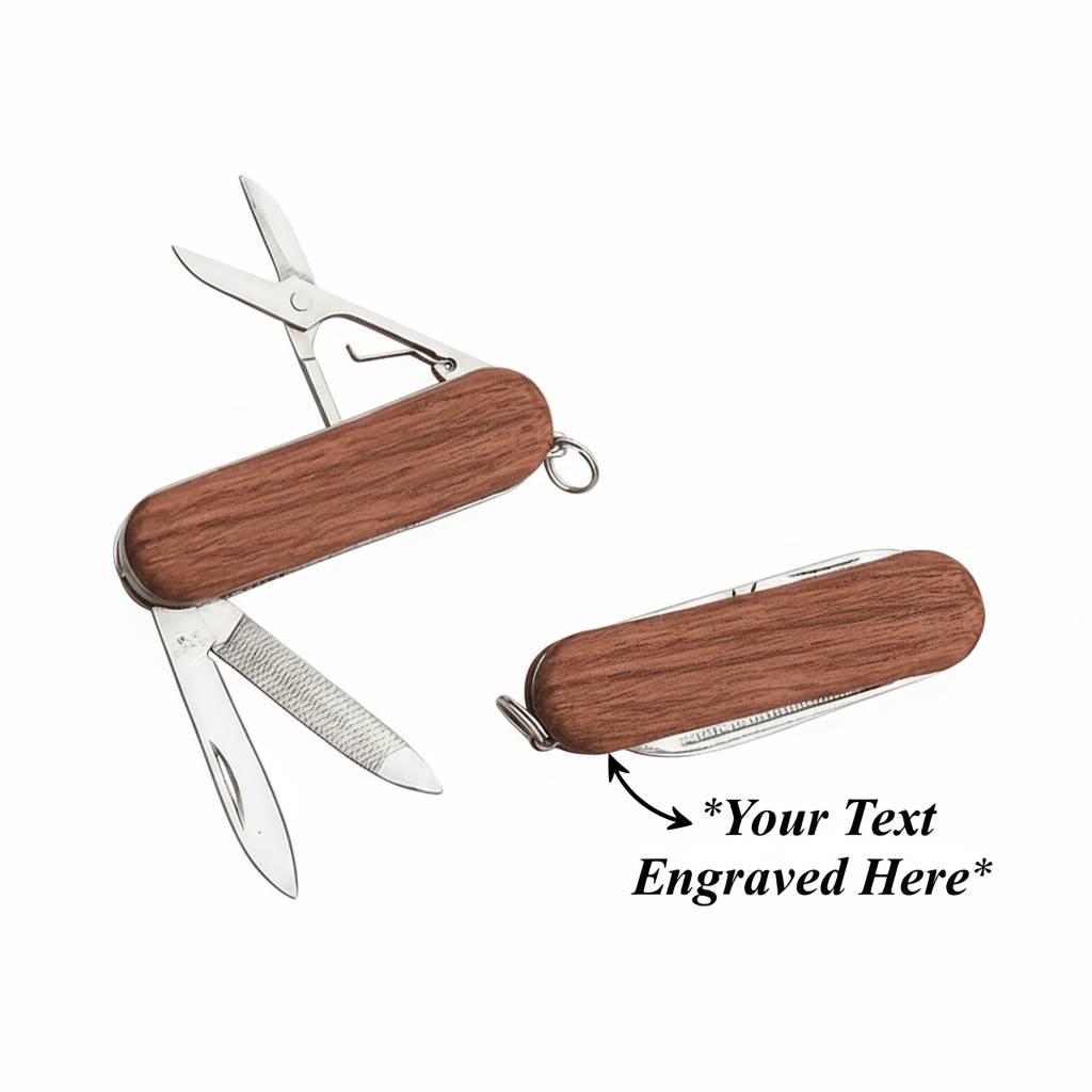 engraved wood handle pocket knife with Engraving - Hadi Craft