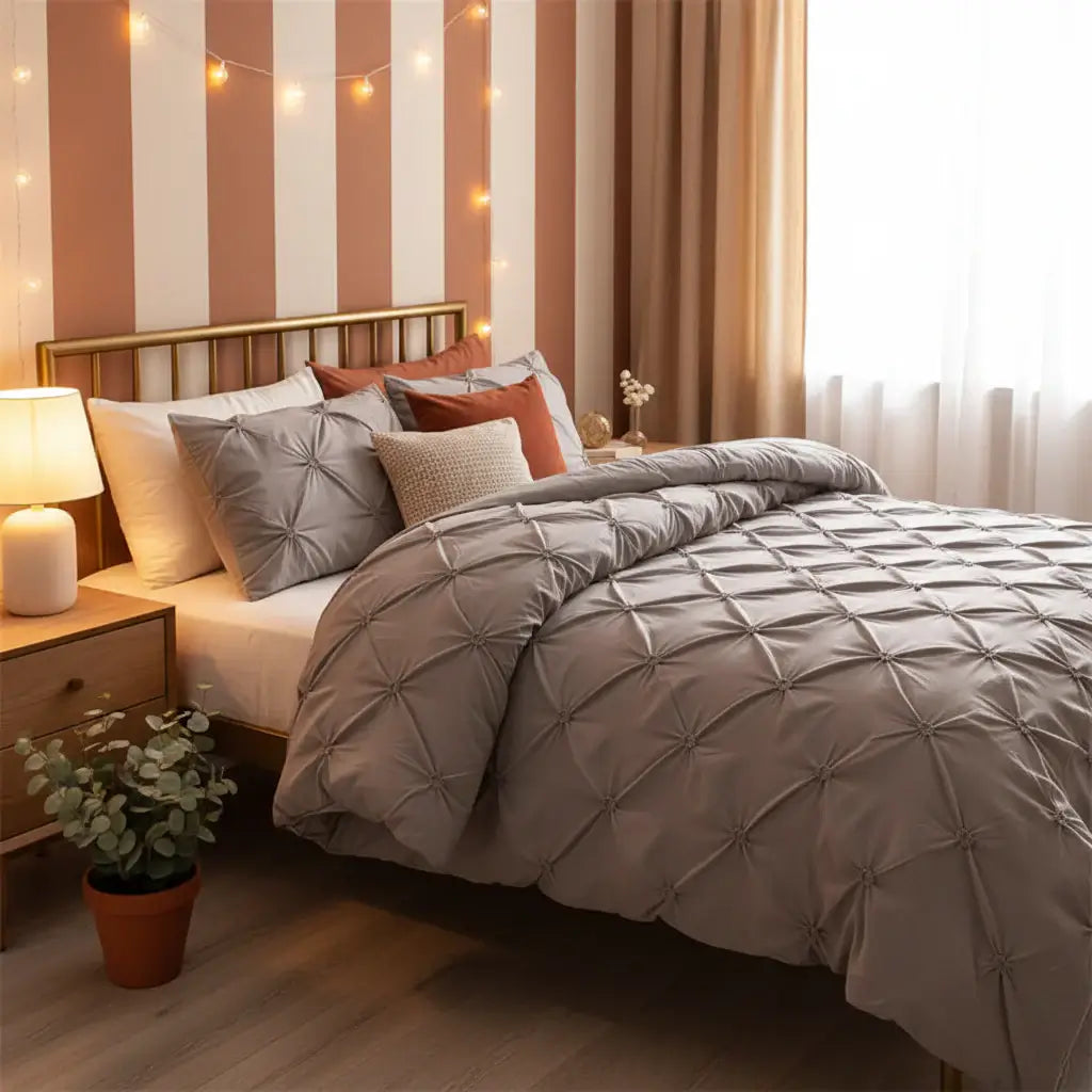 gray queen duvet cover set 3 piece bedding | Hadi Craft USA