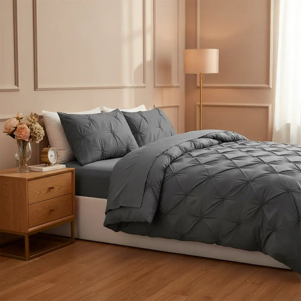 gray queen duvet cover set 3 piece bedding | Hadi Craft USA