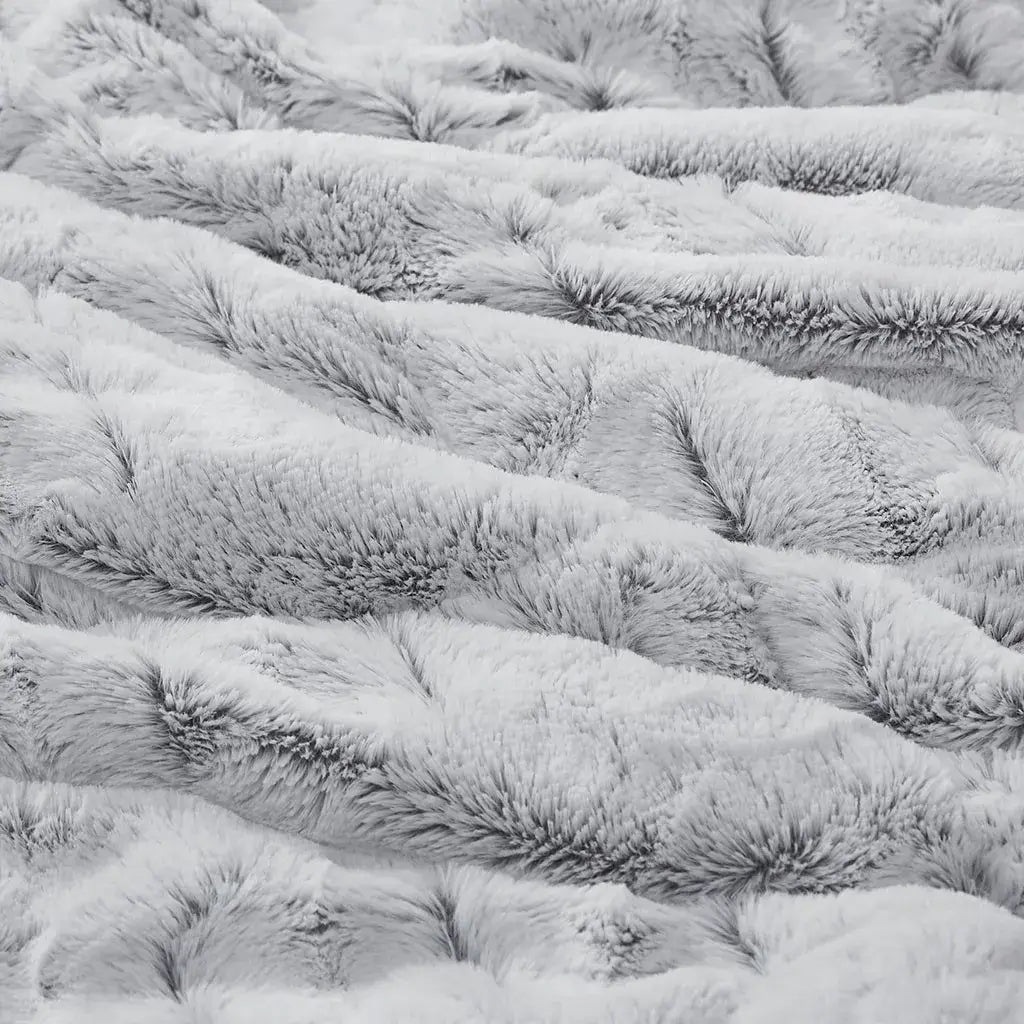grey faux fur comforter set full queen | Hadi Craft USA