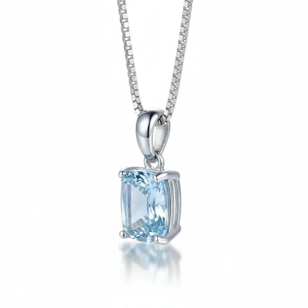 Sterling silver blue stone pendant necklace Fine Jewelry 925 Sterling