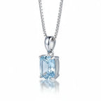 Sterling silver blue stone pendant necklace Fine Jewelry 925 Sterling