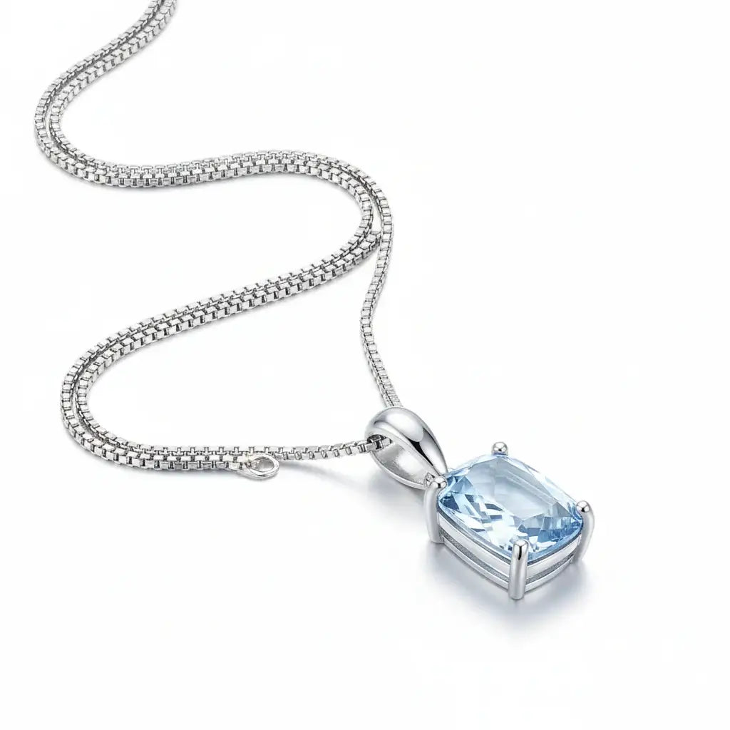 Sterling silver blue stone pendant necklace Fine Jewelry 925 Sterling